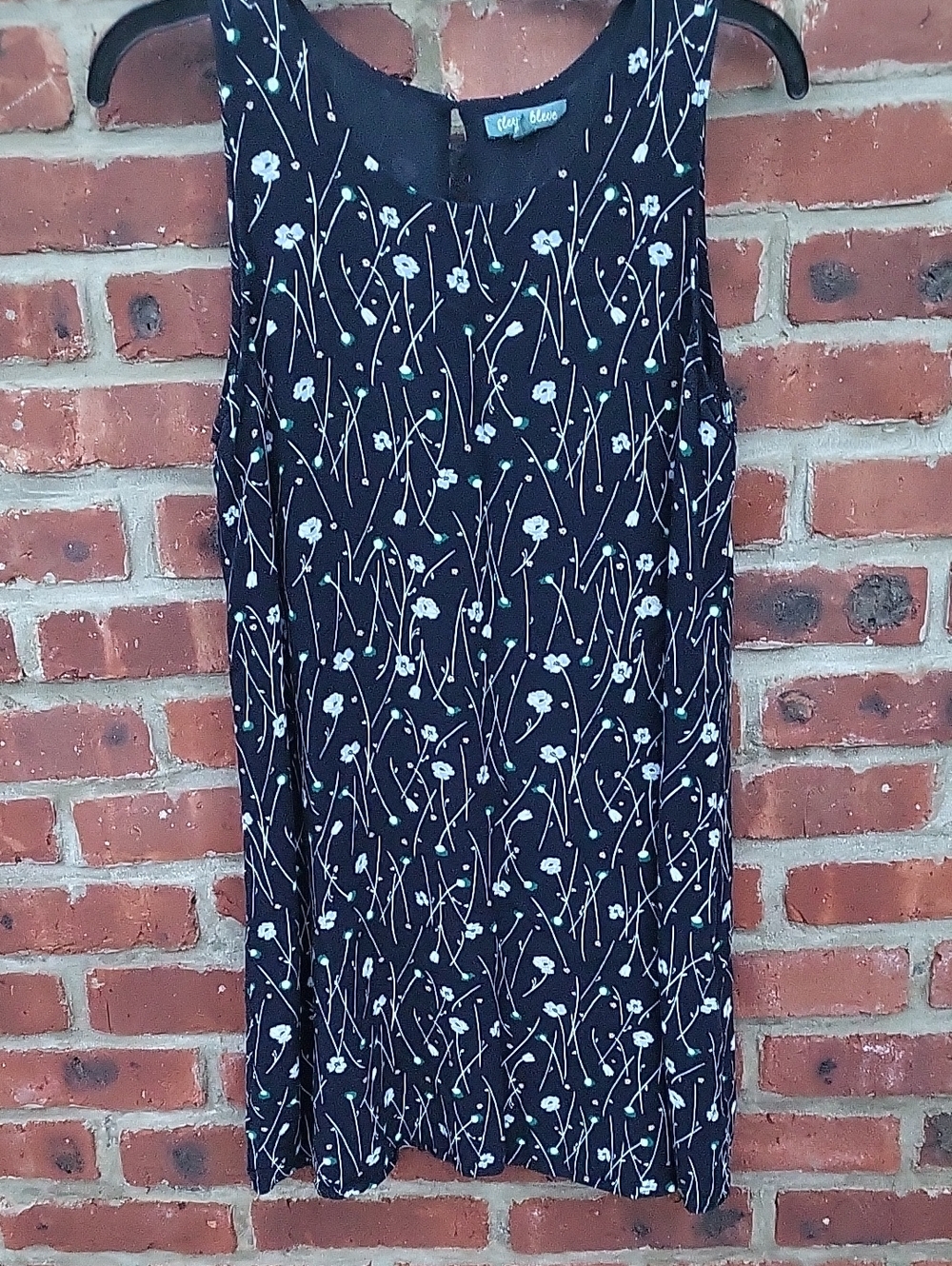 Navy Blue Floral Sleeveless Mini Dress